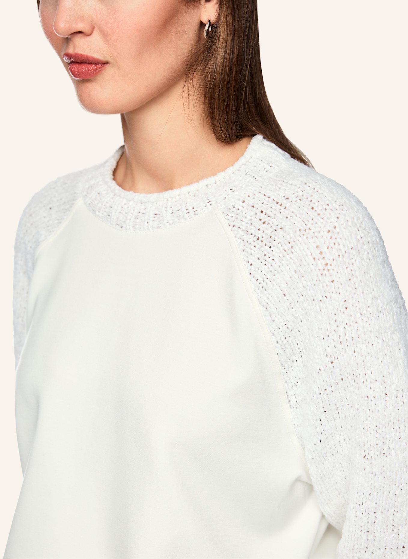 MARC CAIN Pullover: WEISS/ CREME