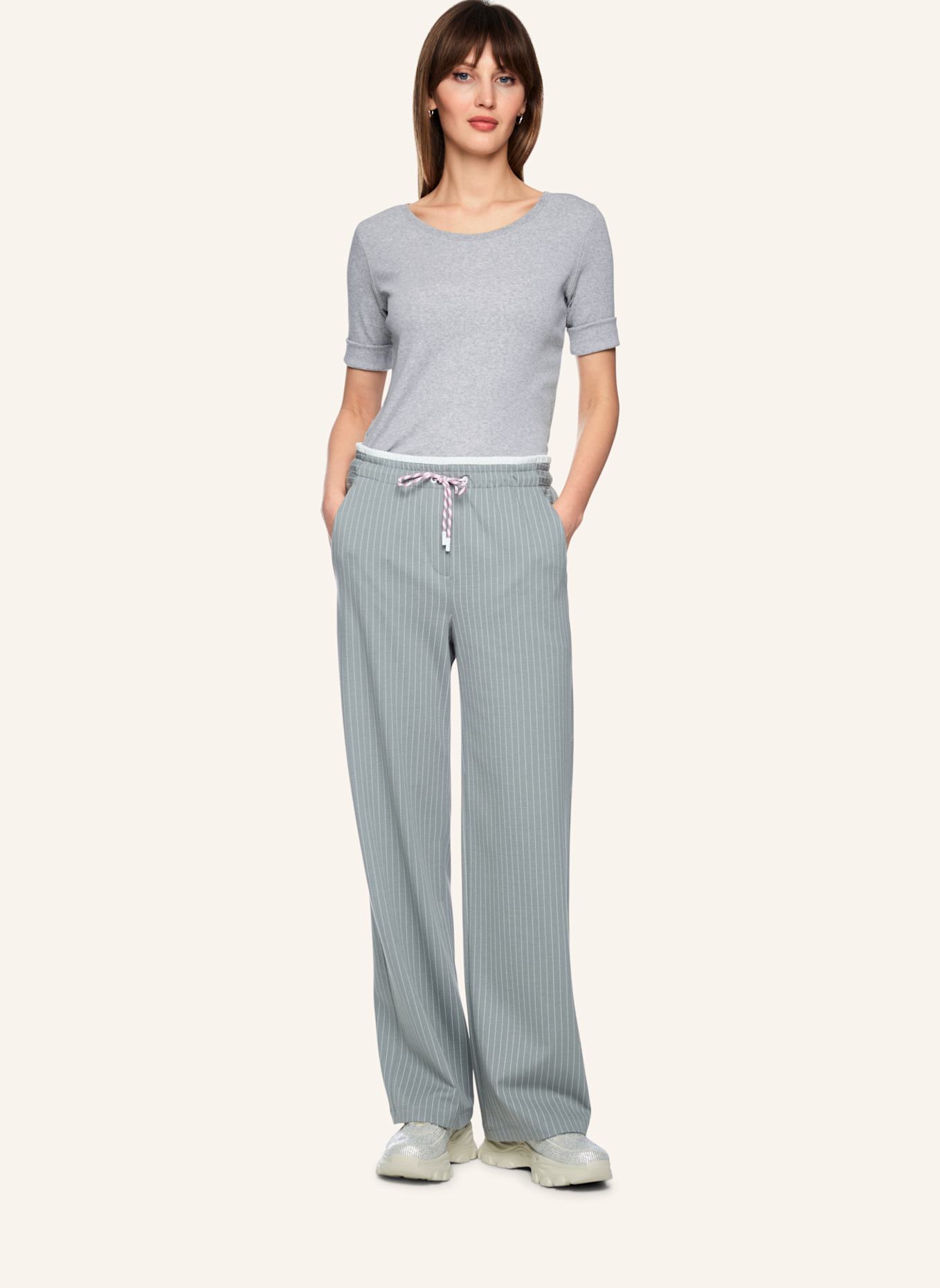 MARC CAIN Shirt mit 3/4-Arm: GRAU/ HELLGRAU