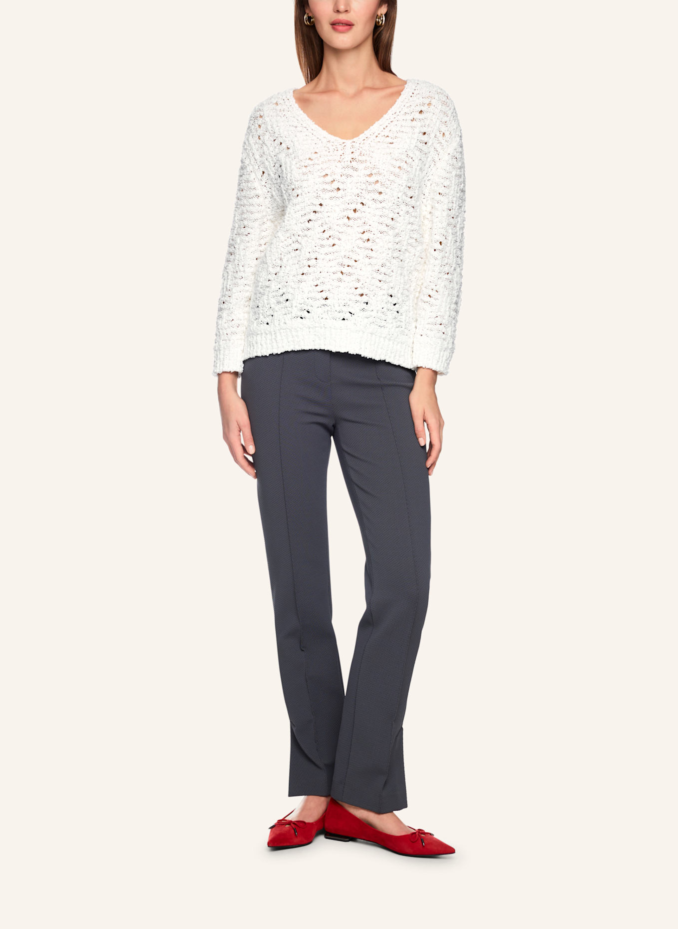 MARC CAIN Pullover: WEISS/ CREME