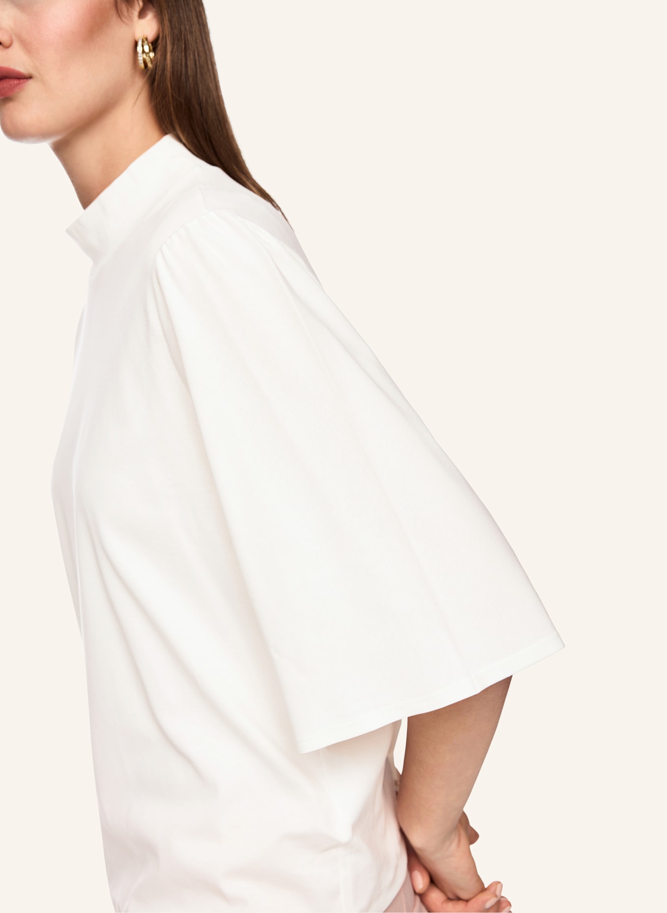 MARC CAIN Shirt mit 3/4-Arm: WEISS/ CREME