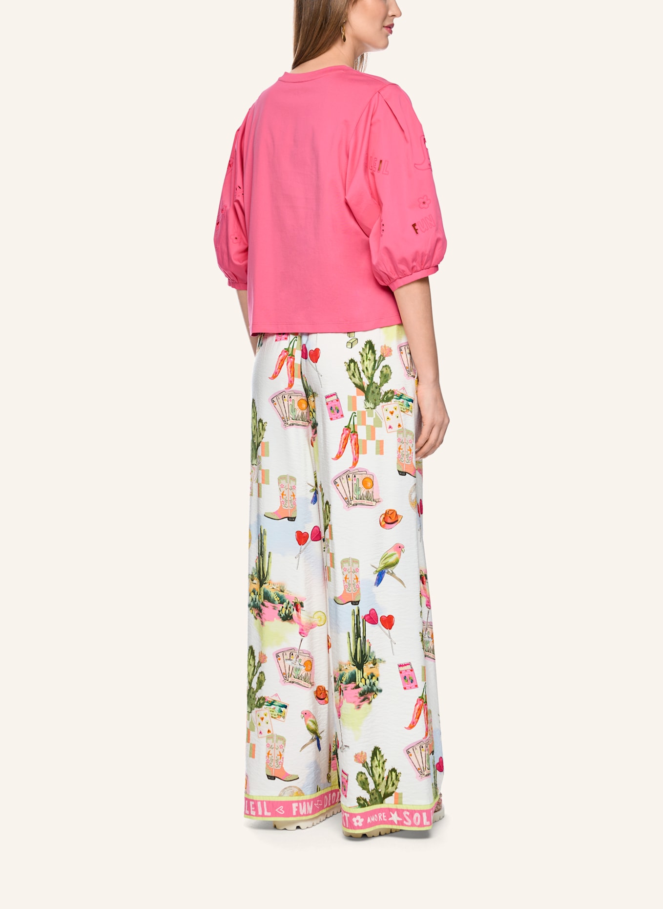 MARC CAIN T-Shirt im Materialmix: PINK