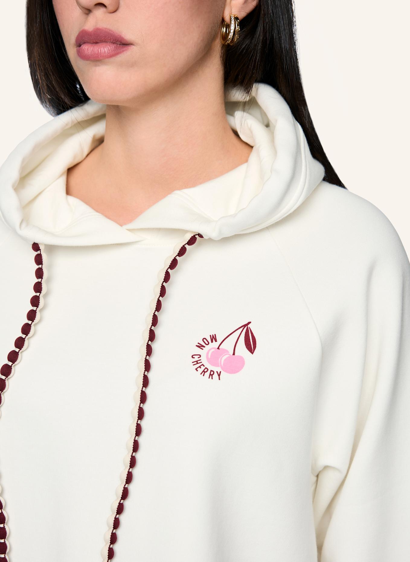 MARC CAIN Hoodie mit Schmucksteinen: WEISS/ CREME