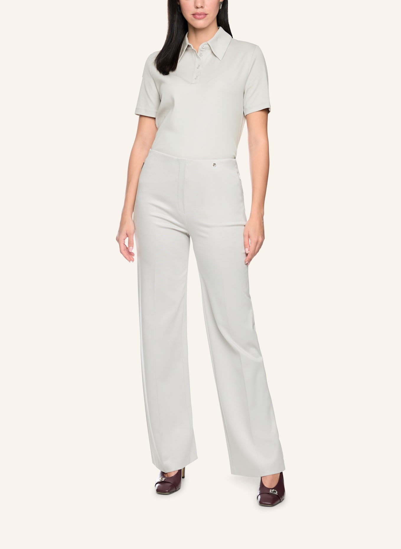 MARC CAIN Jersey-Poloshirt: GRAU
