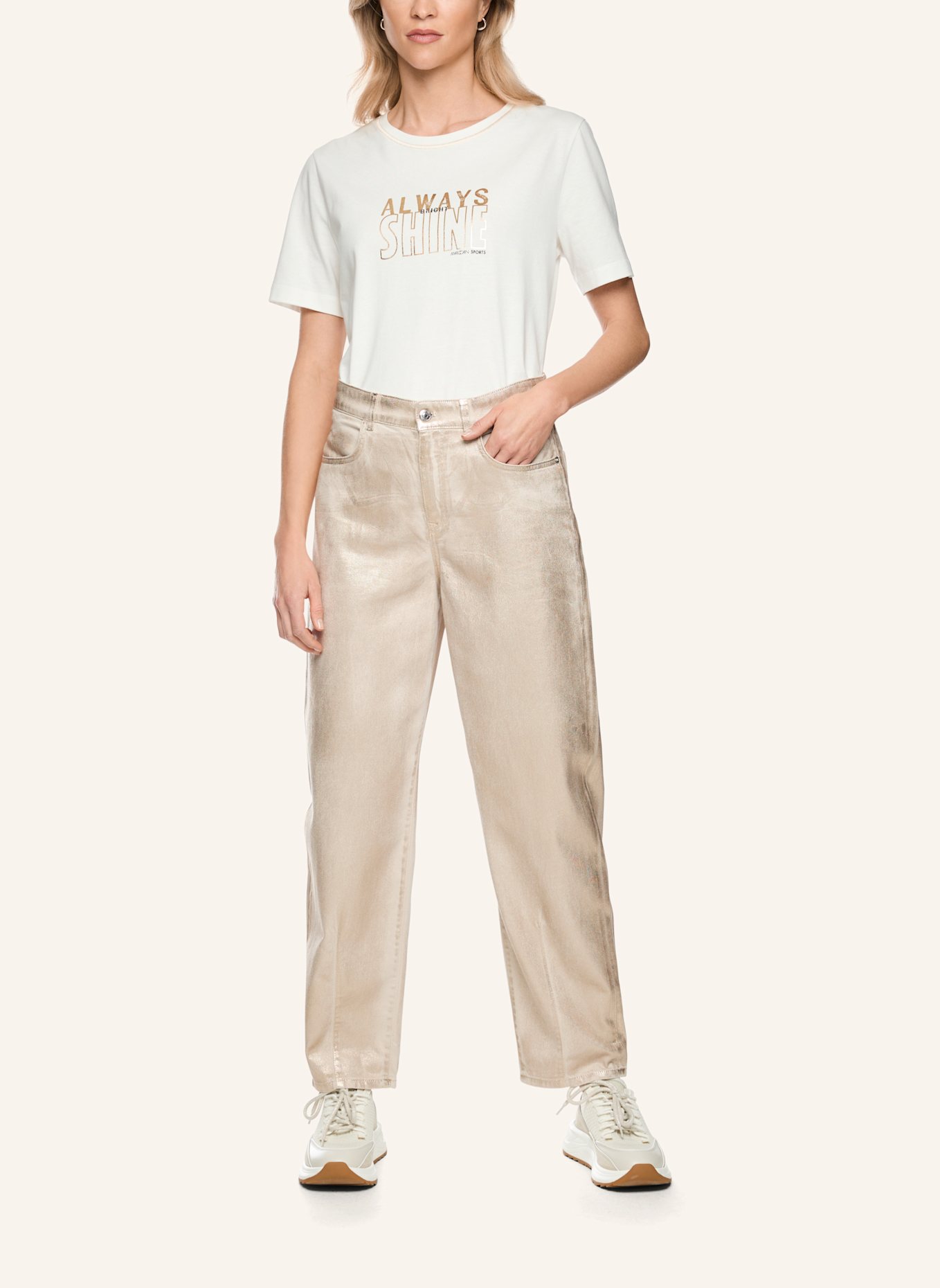 MARC CAIN T-Shirt: WEISS/ CREME
