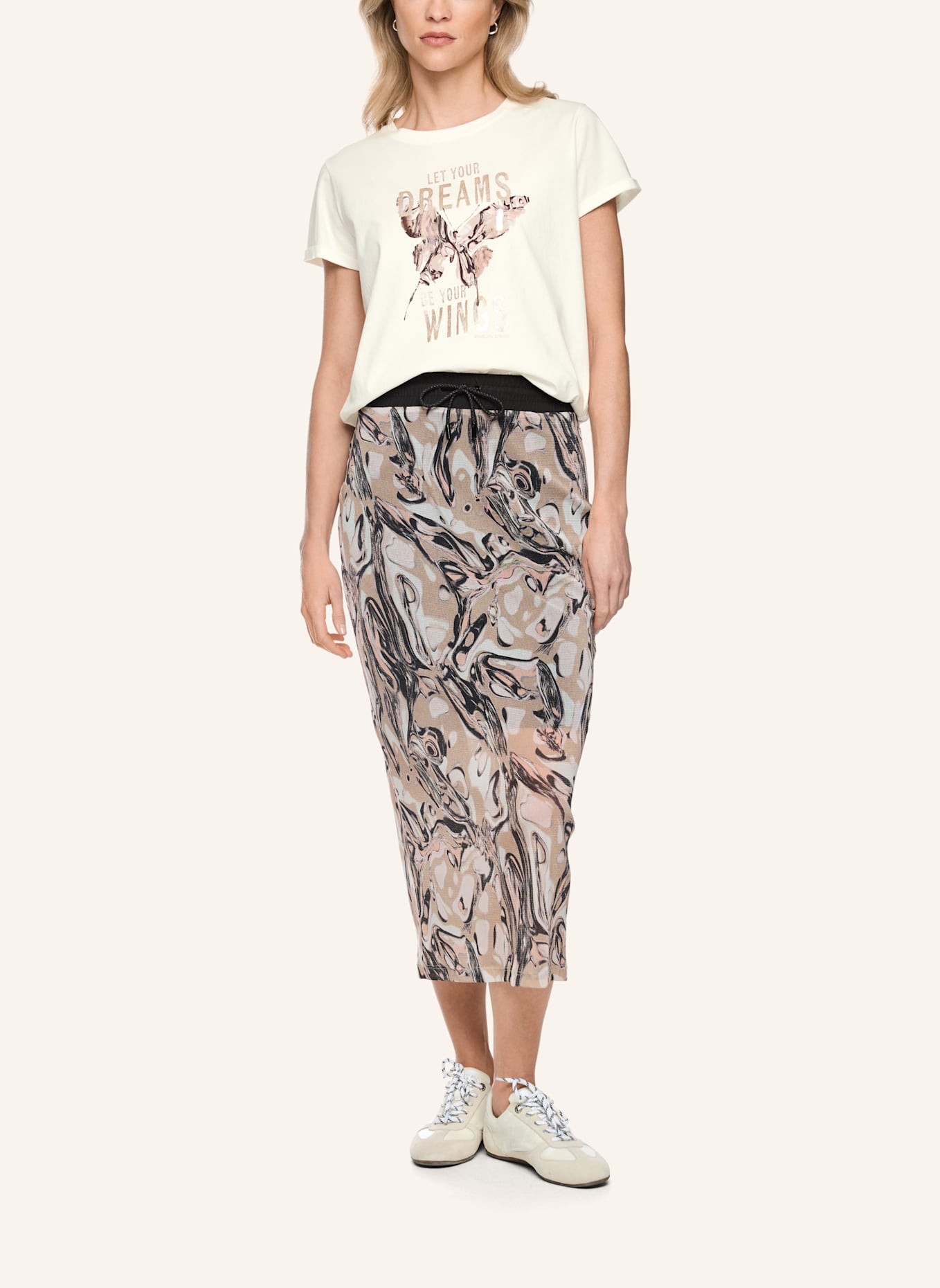 MARC CAIN T-Shirt: WEISS/ CREME