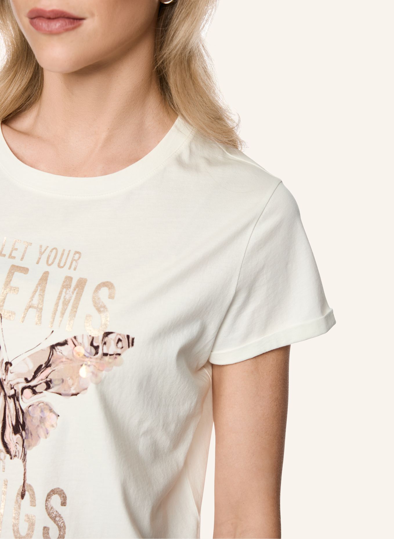 MARC CAIN T-Shirt: WEISS/ CREME