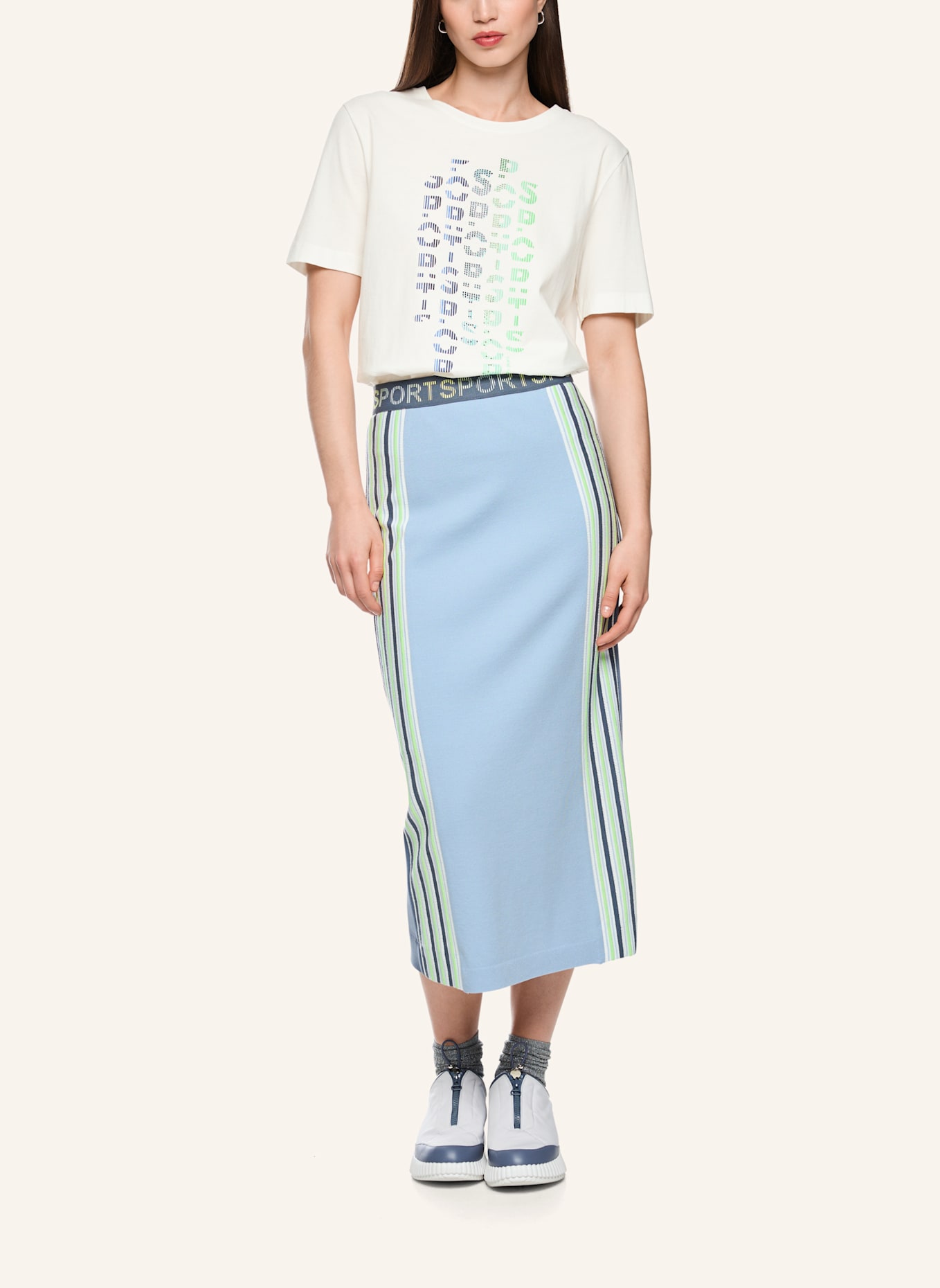 MARC CAIN T-Shirt: WEISS/ CREME
