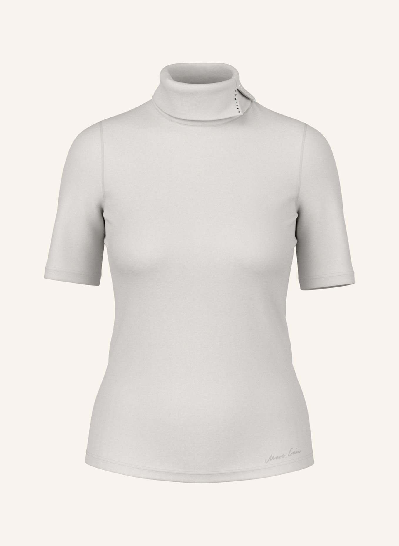 MARC CAIN Rollkragenshirt mit Schmuckperlen: GRAU
