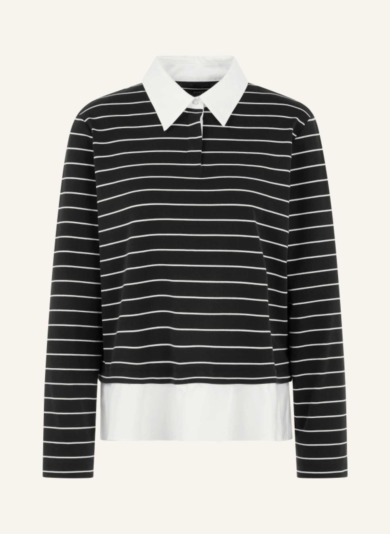 MARC CAIN Poloshirt: SCHWARZ/ WEISS