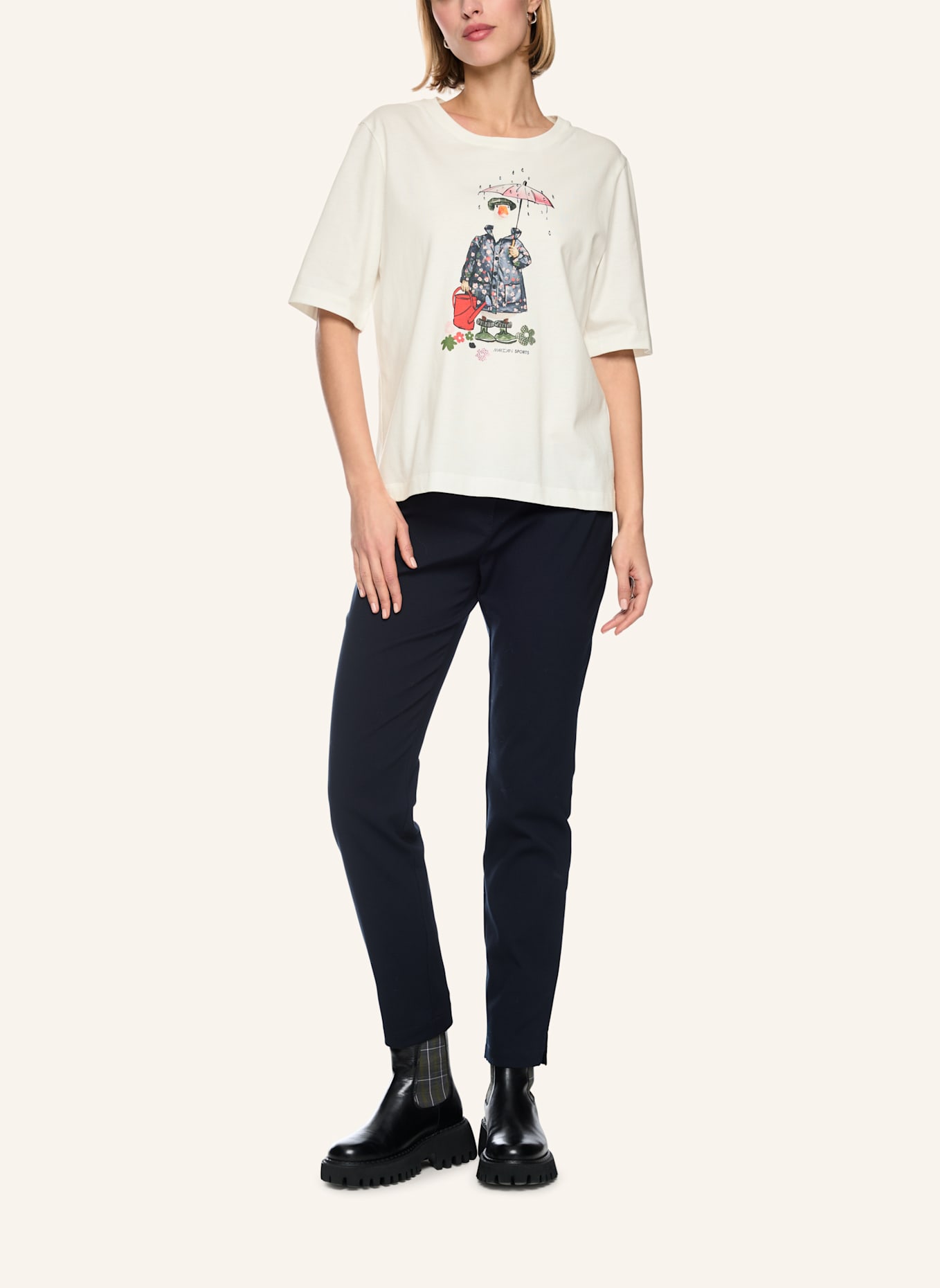 MARC CAIN T-Shirt: WEISS/ CREME