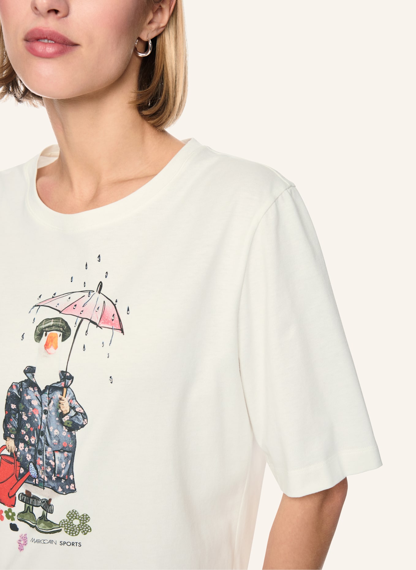 MARC CAIN T-Shirt: WEISS/ CREME
