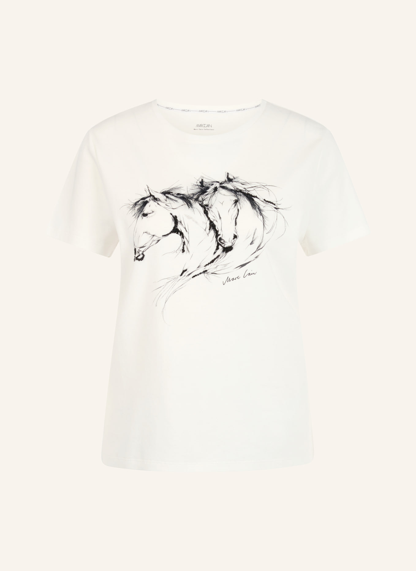 MARC CAIN T-Shirt: WEISS/ CREME