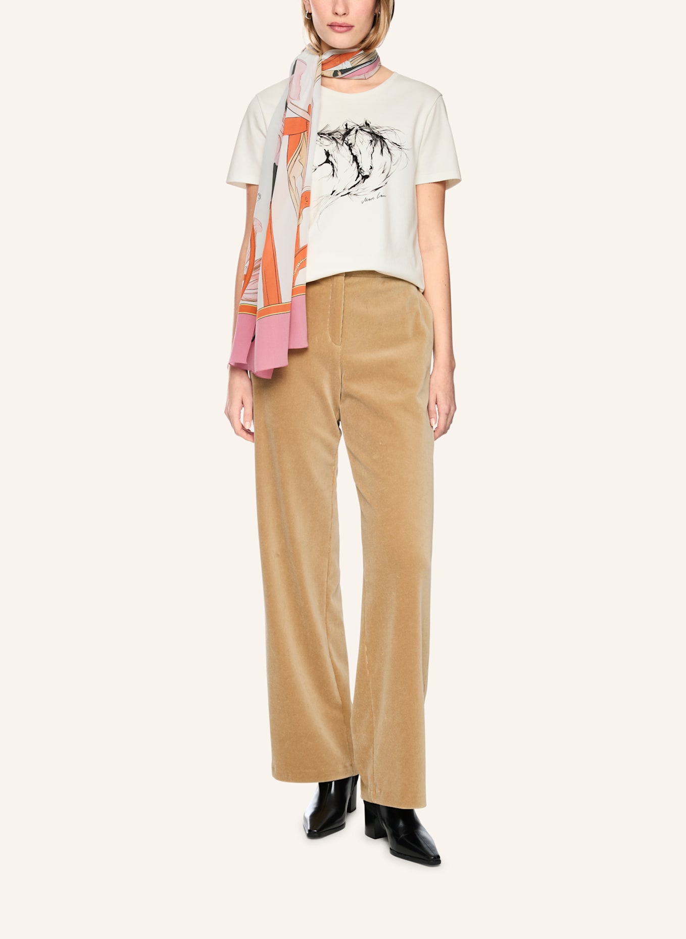 MARC CAIN T-Shirt: WEISS/ CREME
