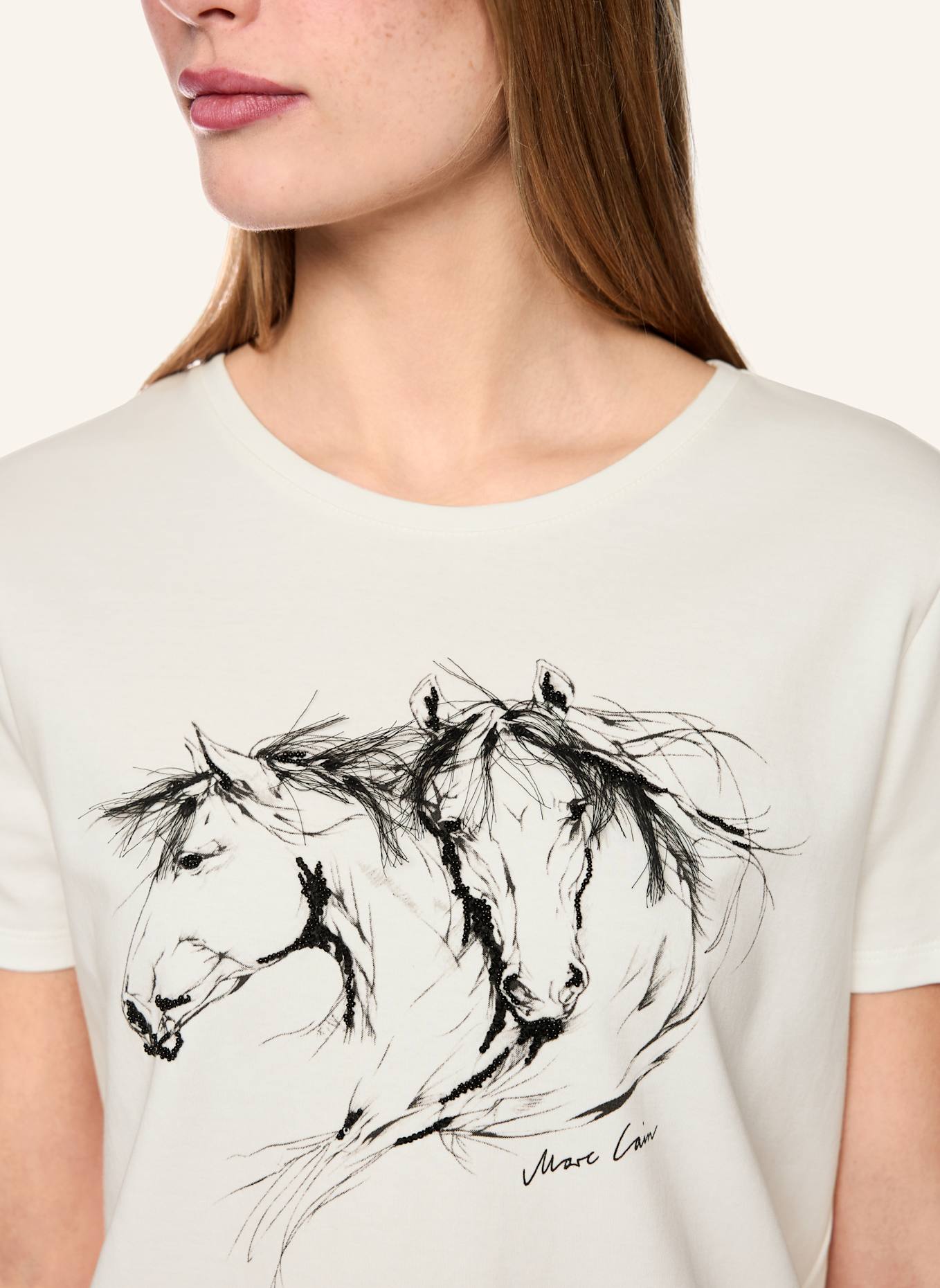 MARC CAIN T-Shirt: WEISS/ CREME