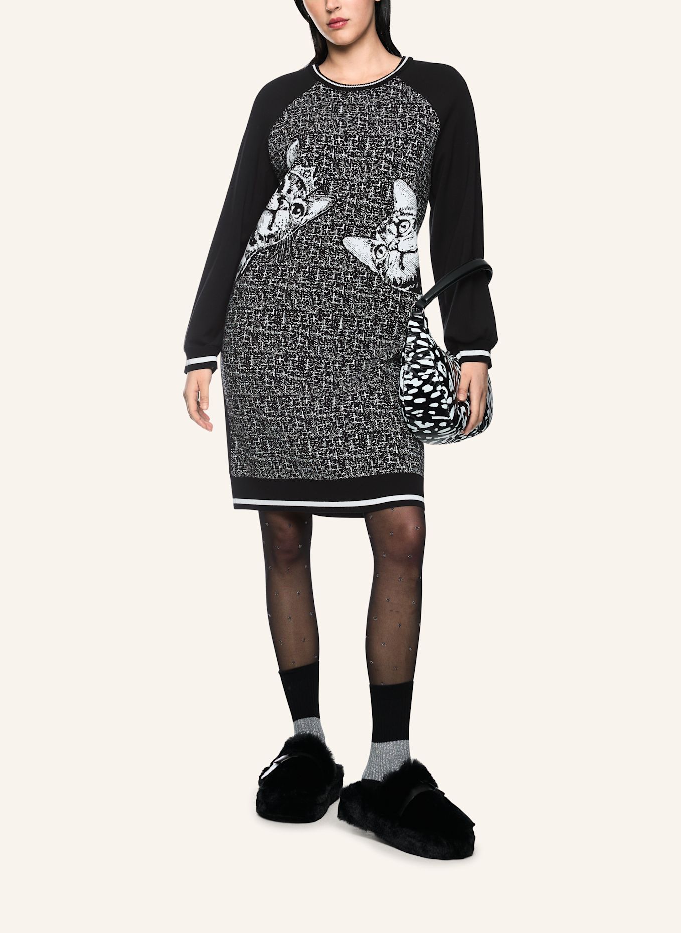 MARC CAIN Kleid: SCHWARZ / WEISS