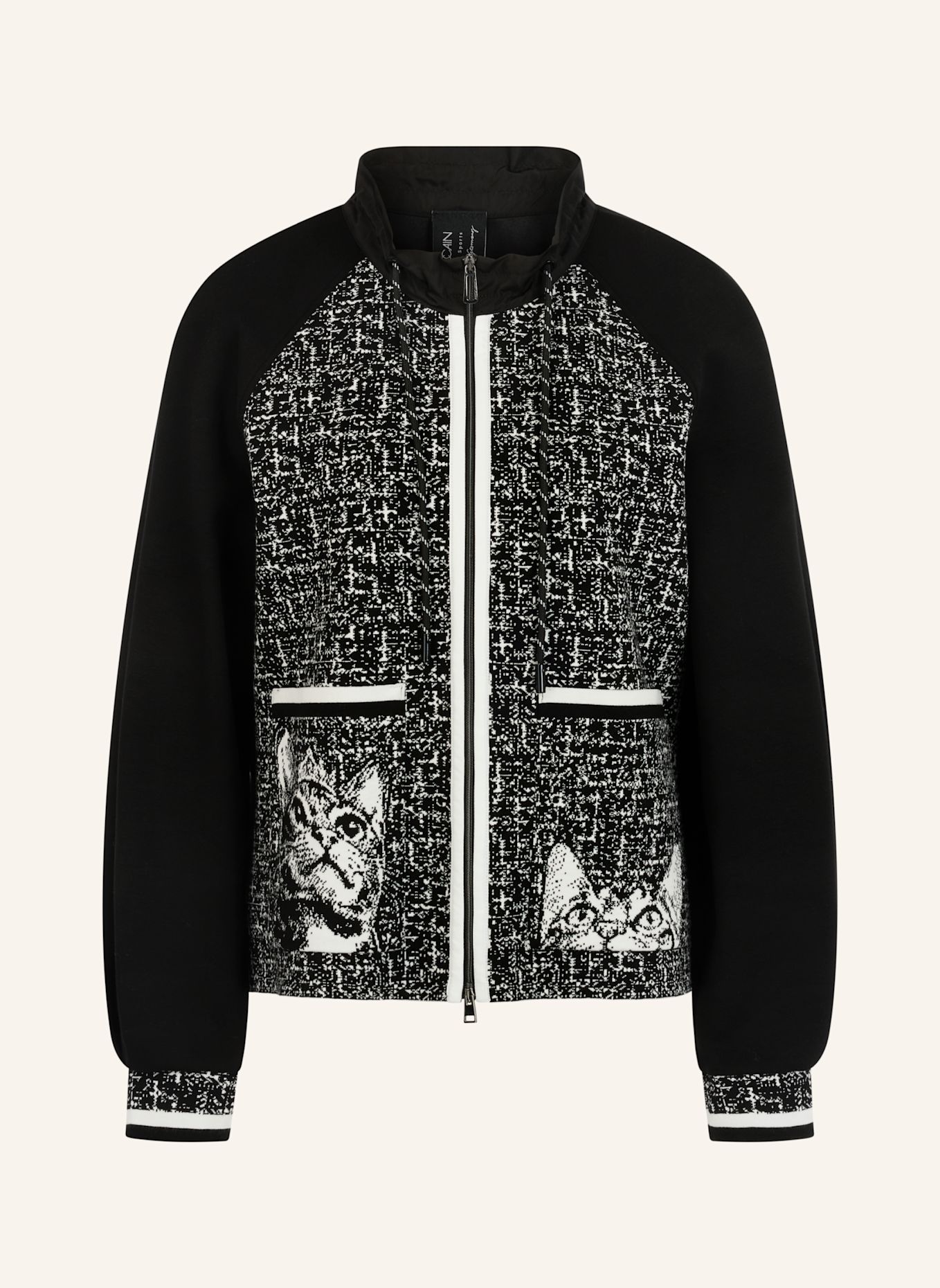 MARC CAIN Cardigan: SCHWARZ / WEISS