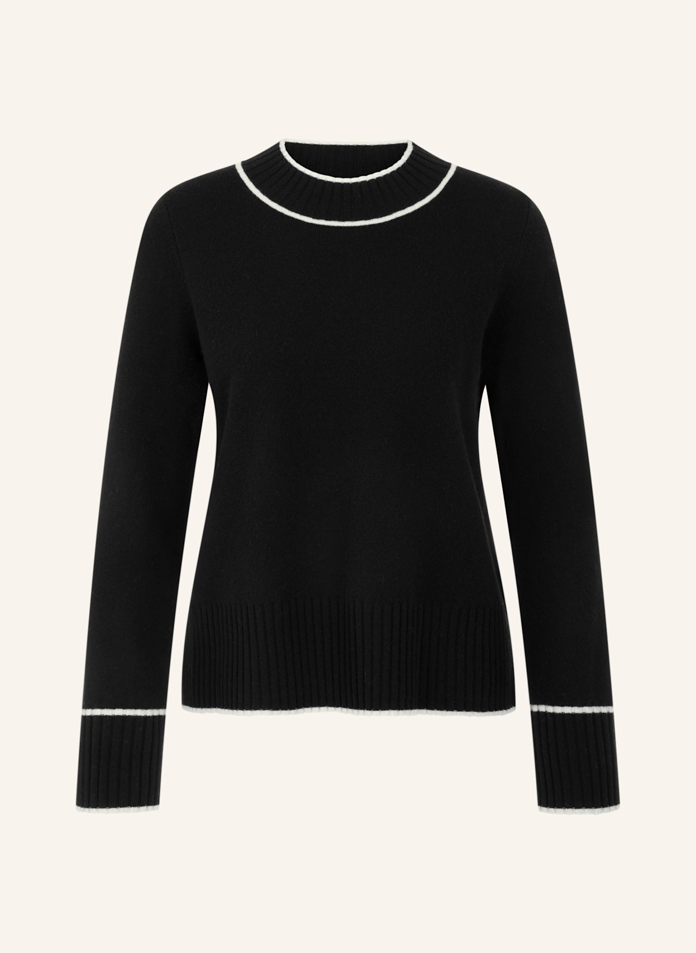 MARC CAIN Pullover: SCHWARZ / WEISS