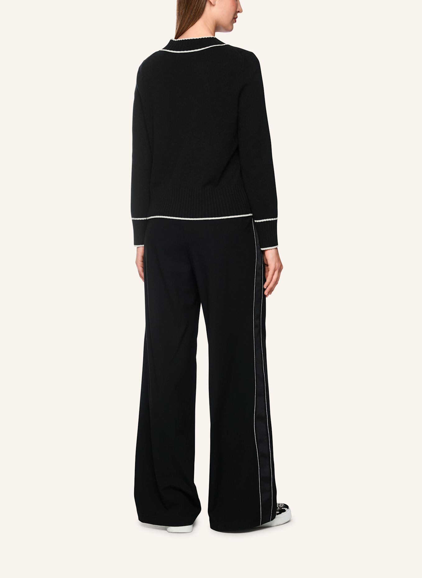 MARC CAIN Pullover: SCHWARZ / WEISS