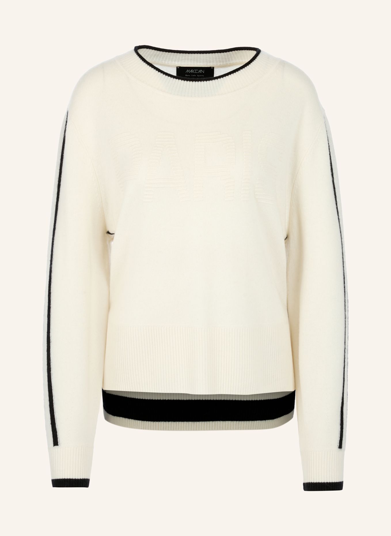 MARC CAIN Pullover: SCHWARZ / WEISS