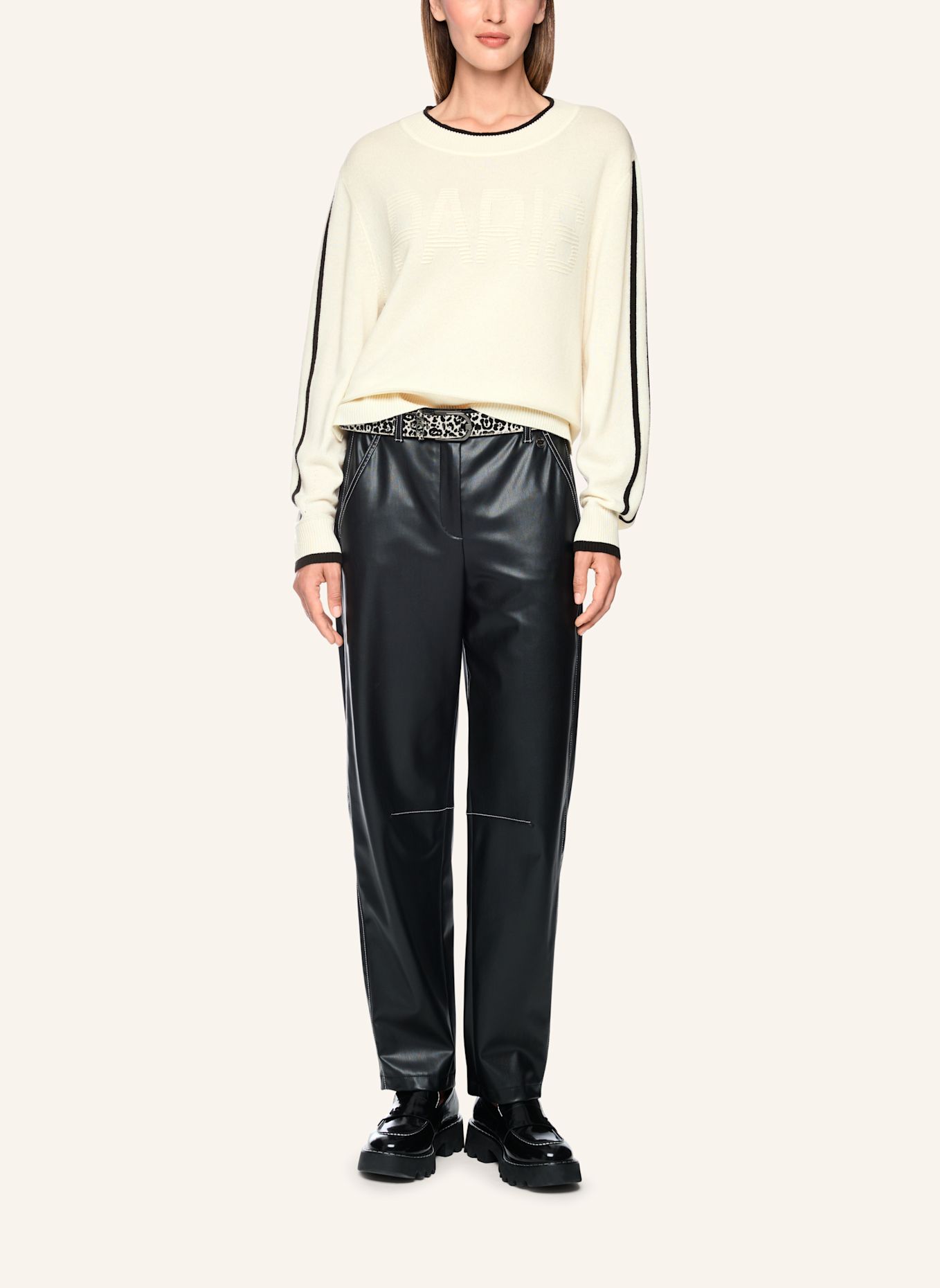 MARC CAIN Pullover: SCHWARZ / WEISS
