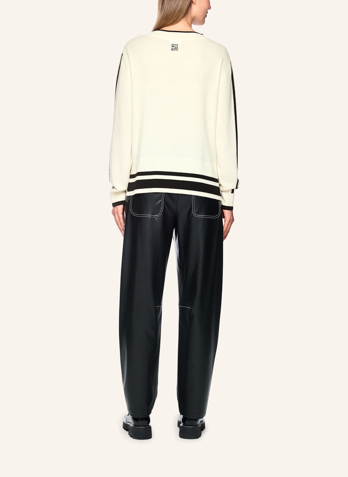 MARC CAIN Pullover: SCHWARZ / WEISS
