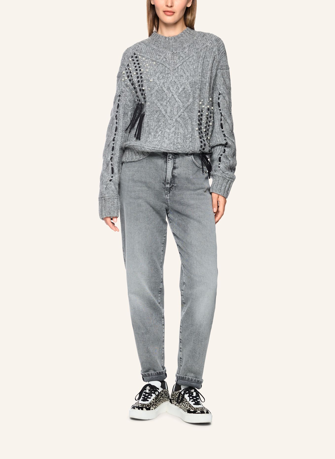 MARC CAIN Pullover: GRAU / HELLGRAU