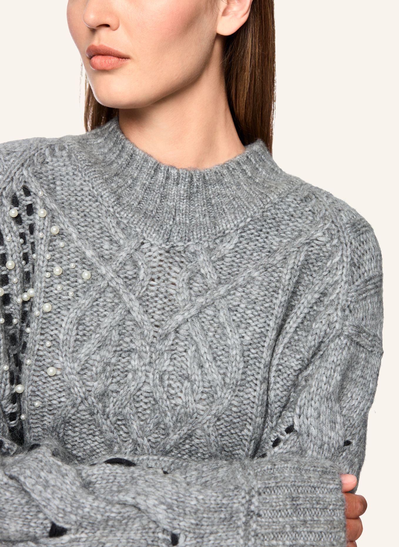 MARC CAIN Pullover: GRAU / HELLGRAU