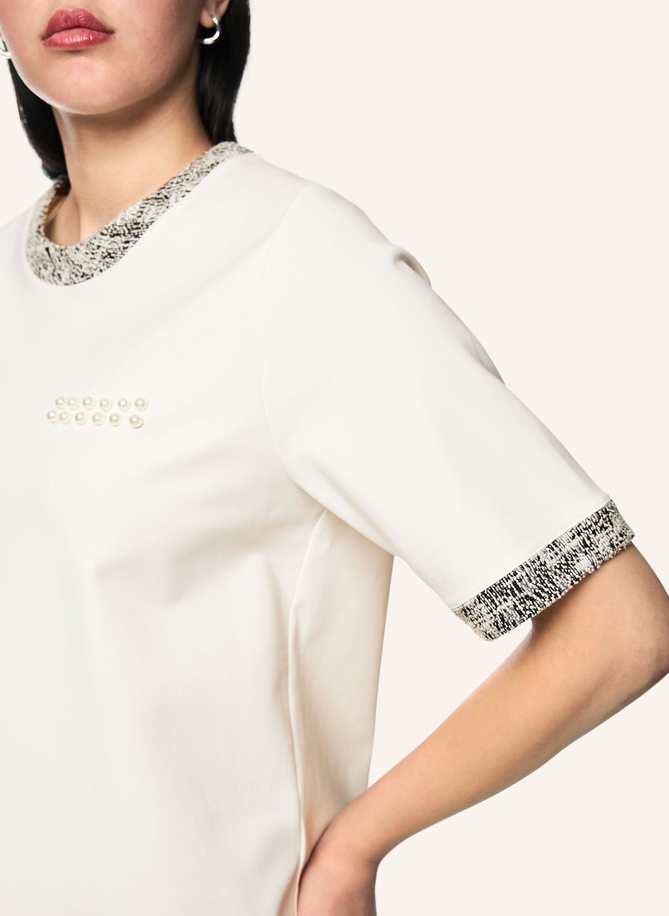 MARC CAIN T-Shirt: WEISS / CREME