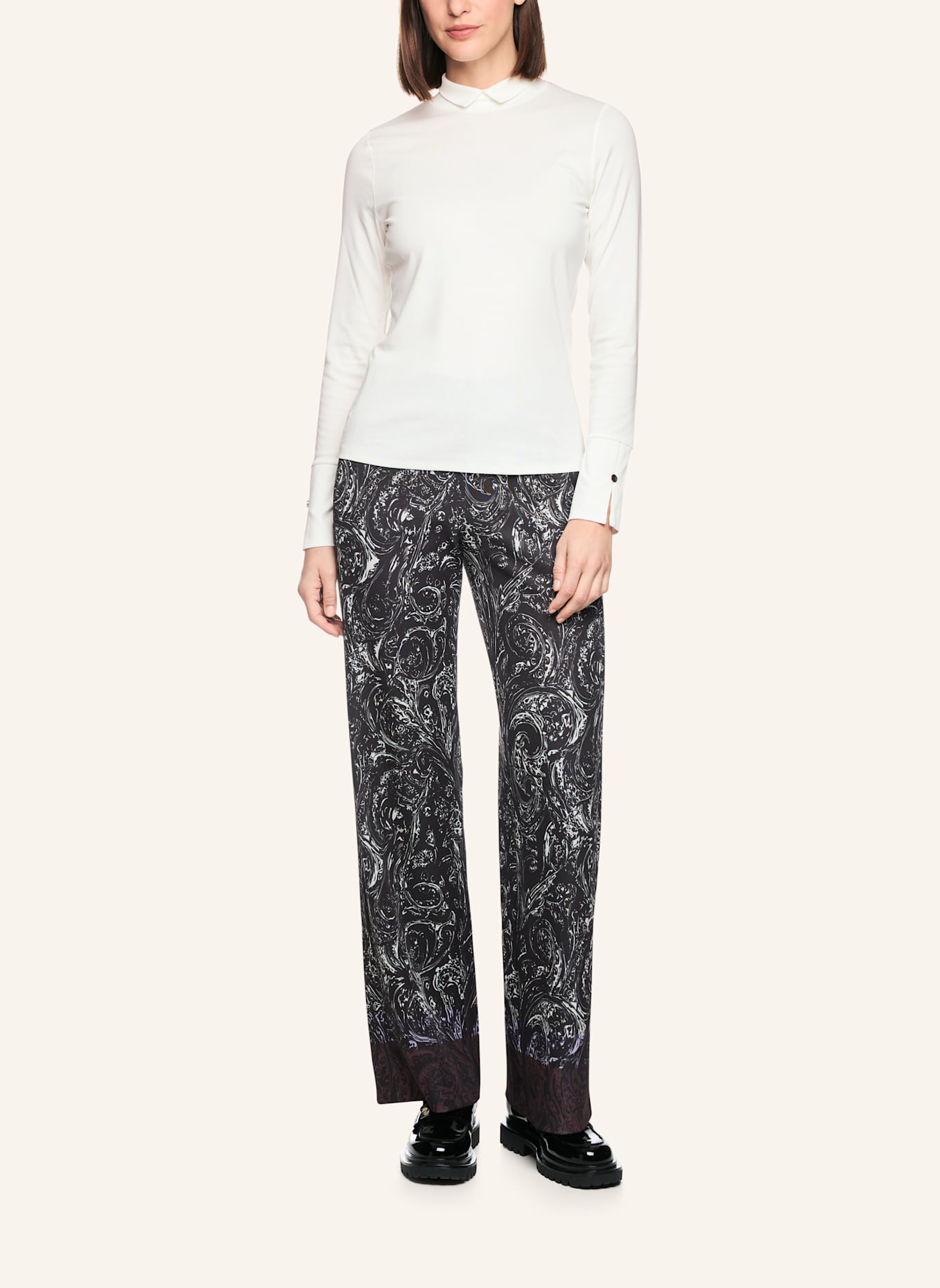 MARC CAIN Longsleeve: WEISS/ CREME