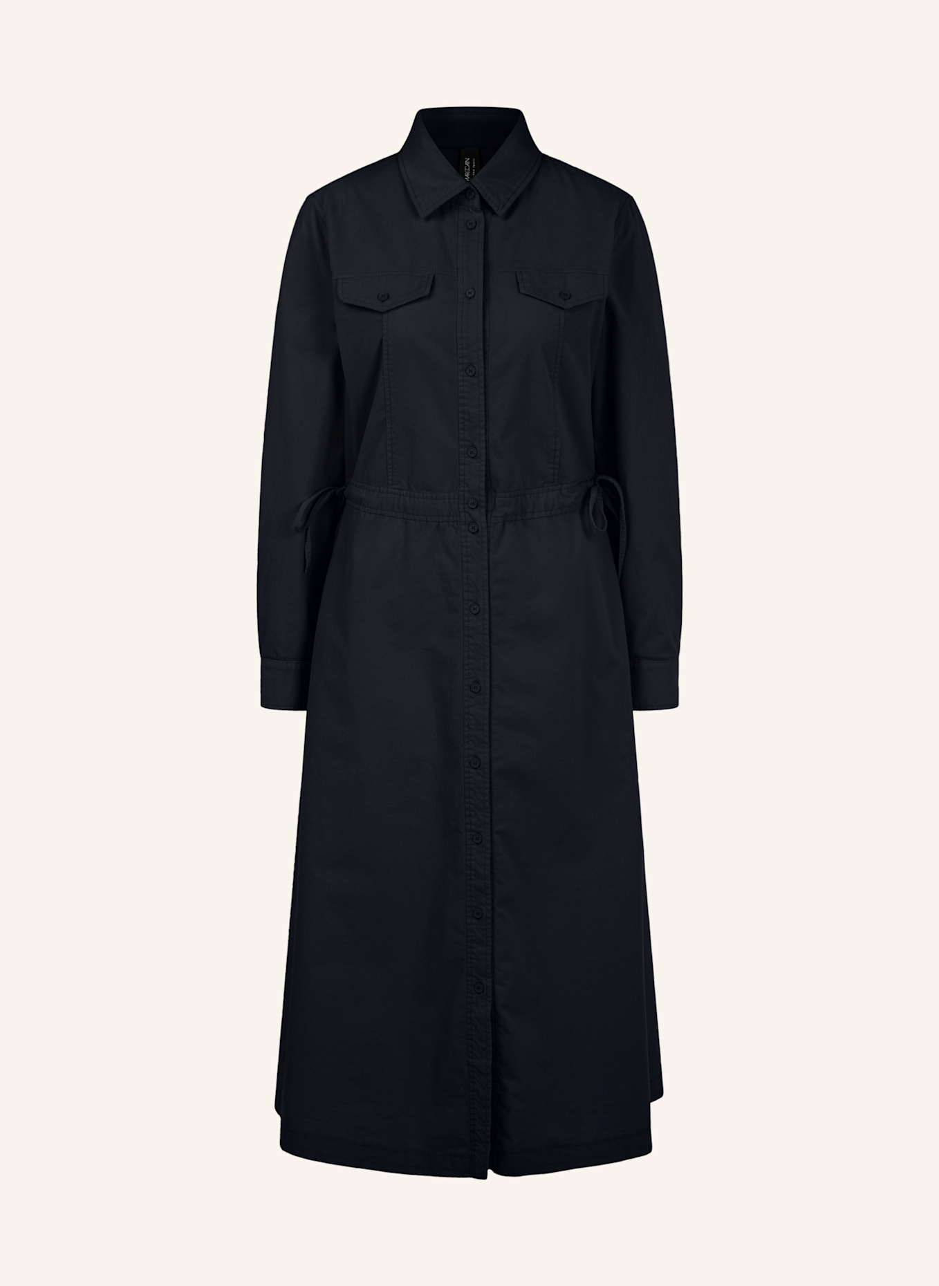 MARC CAIN Hemdblusenkleid aus Cord: DUNKELBLAU