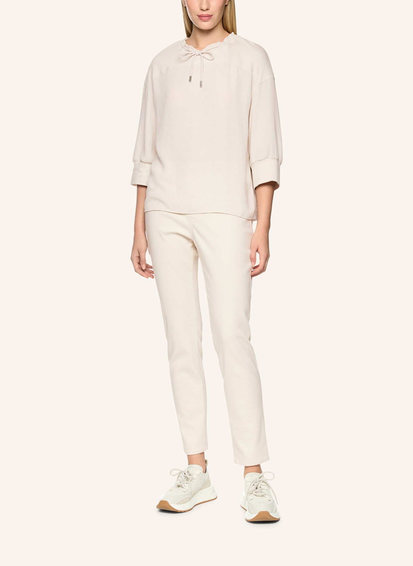 MARC CAIN Blusenshirt im Materialmix mit 3/4-Arm: CREME
