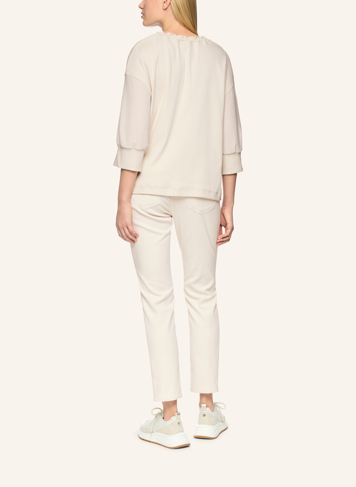 MARC CAIN Blusenshirt im Materialmix mit 3/4-Arm: CREME