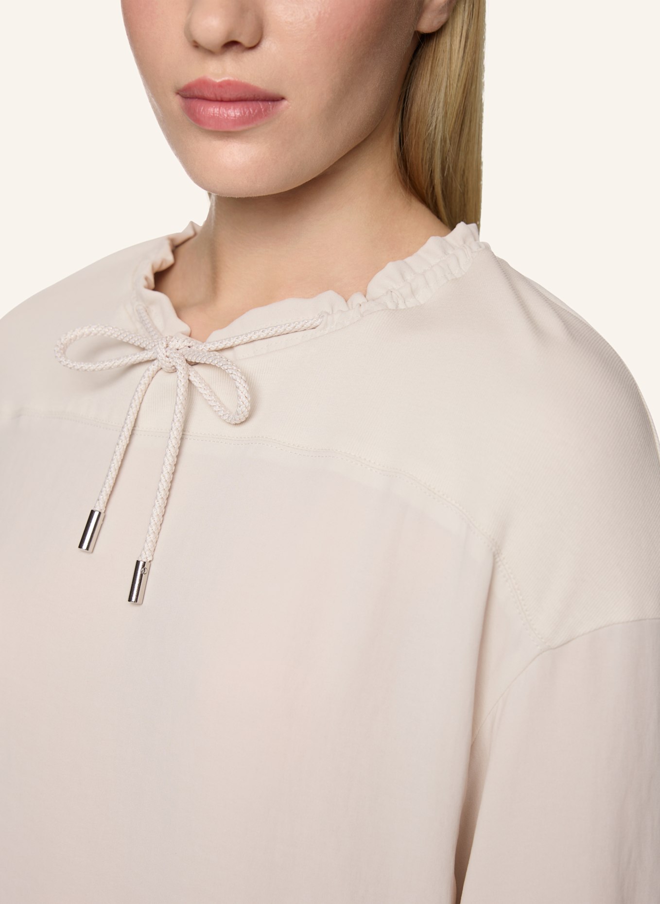 MARC CAIN Blusenshirt im Materialmix mit 3/4-Arm: CREME
