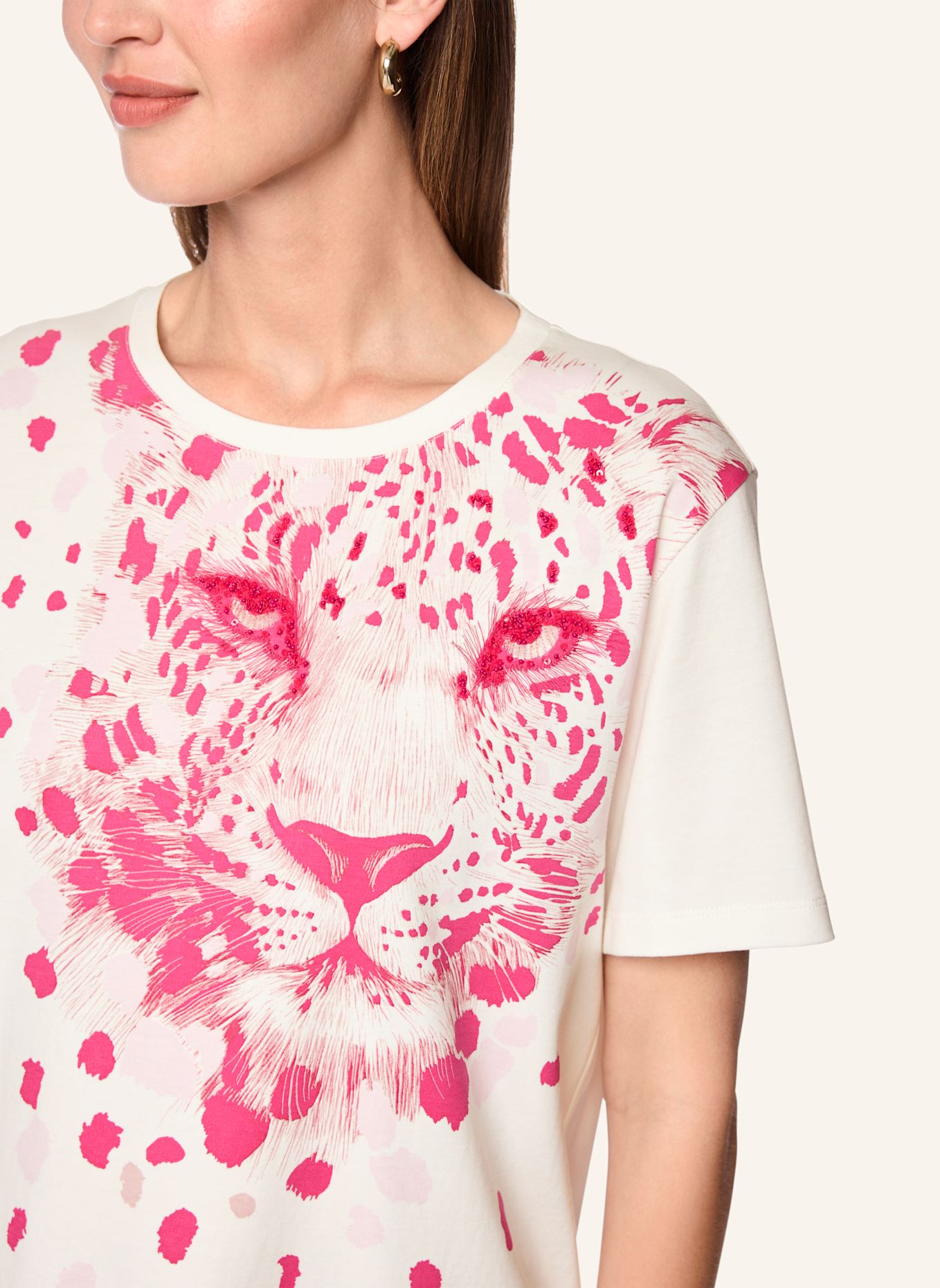 MARC CAIN T-Shirt: WEISS / CREME