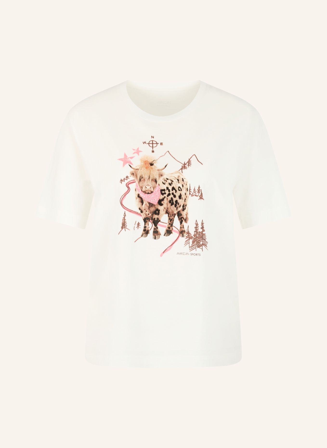 MARC CAIN T-Shirt: WEISS / CREME