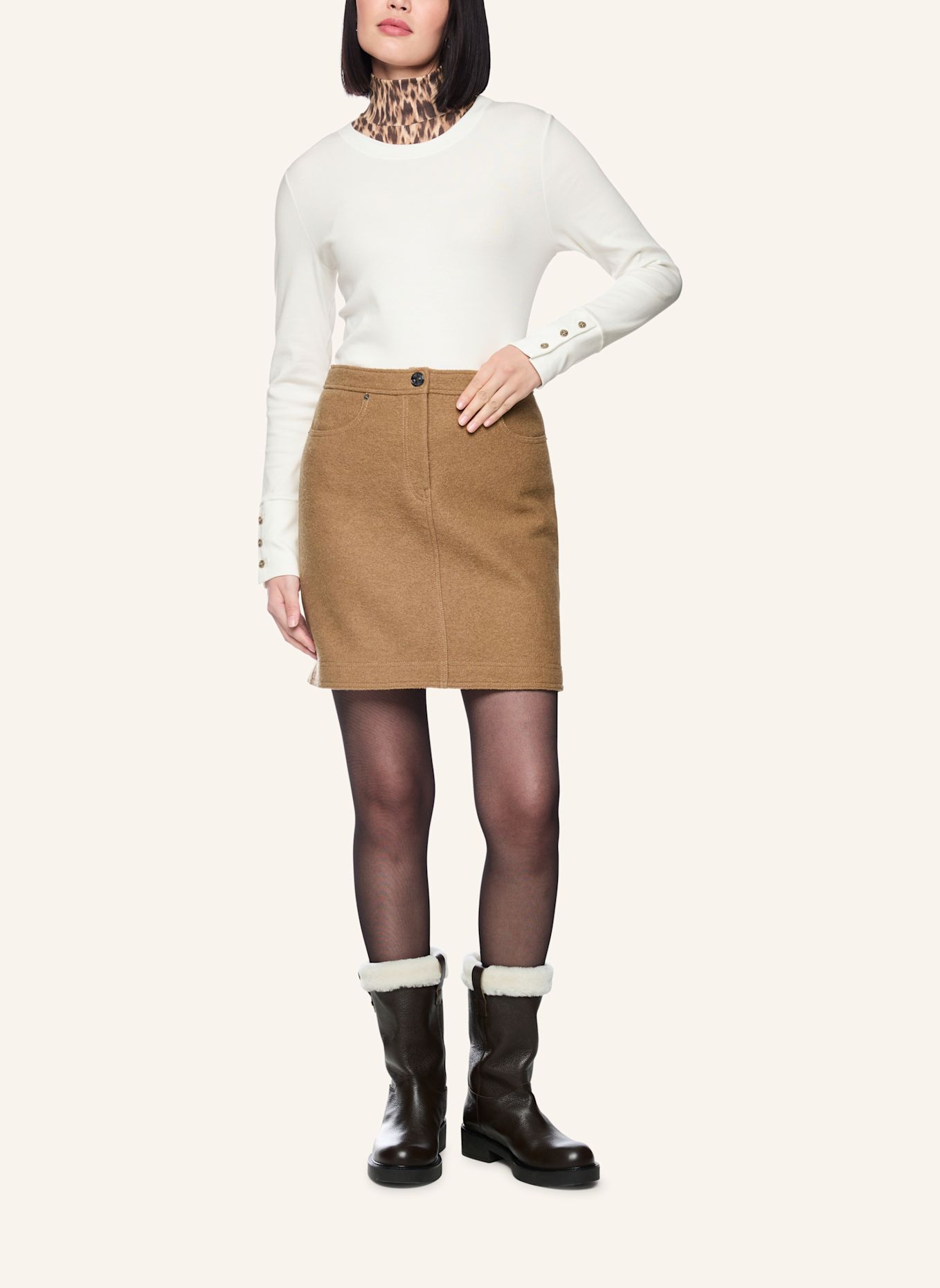 MARC CAIN T-Shirt: WEISS / CREME