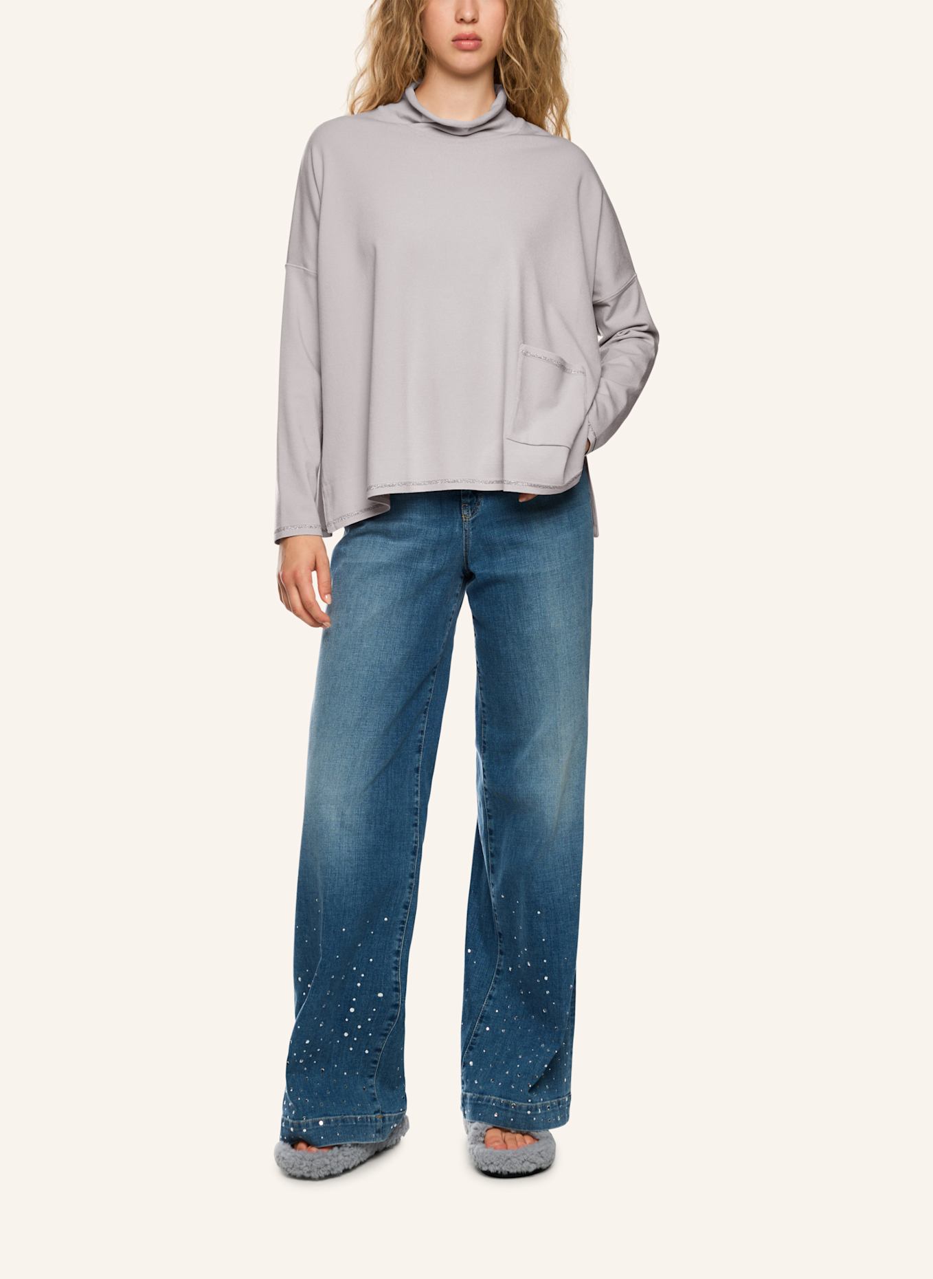 MARC CAIN Pullover mit Glitzergarn: ALTROSA