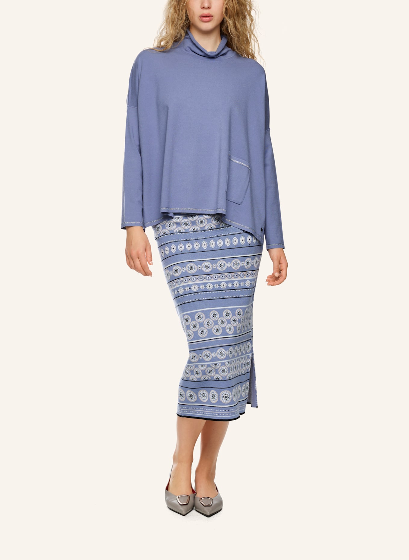 MARC CAIN Pullover mit Glitzergarn: LILA