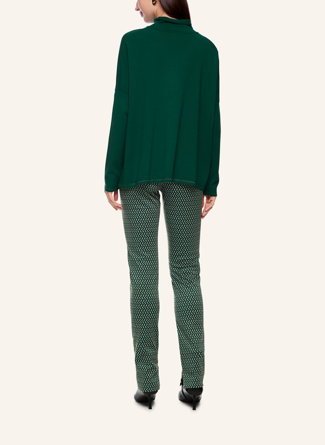 MARC CAIN Pullover mit Glitzergarn: DUNKELGRÜN