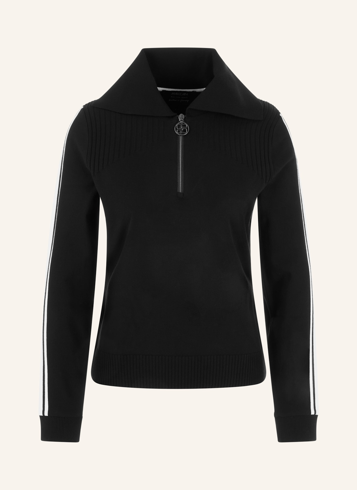MARC CAIN Pullover: SCHWARZ/ WEISS