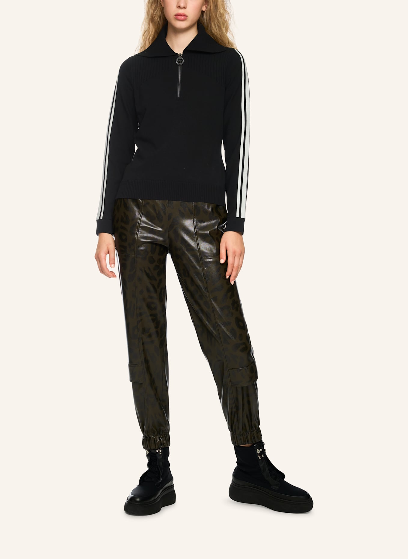 MARC CAIN Pullover: SCHWARZ/ WEISS