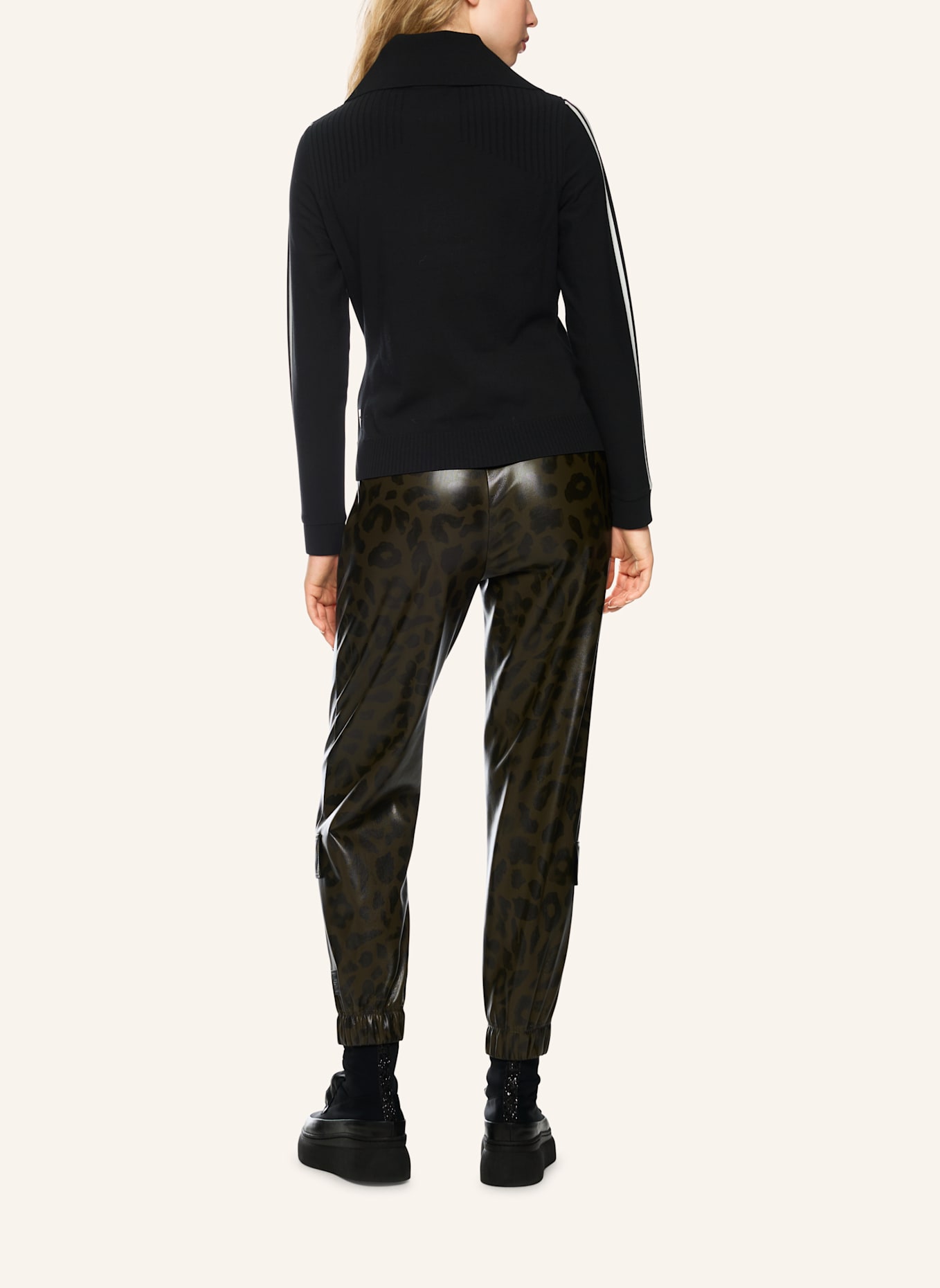 MARC CAIN Pullover: SCHWARZ/ WEISS