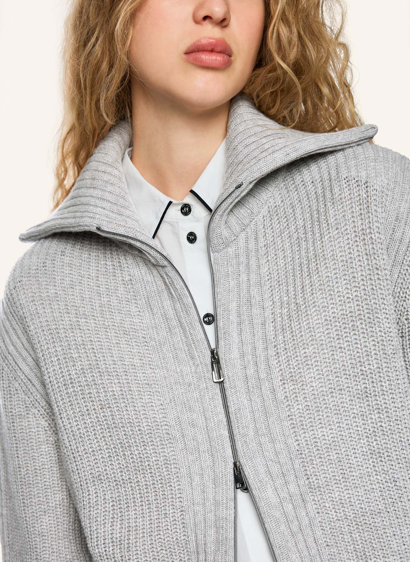 MARC CAIN Cardigan: SILBER/ GRAU