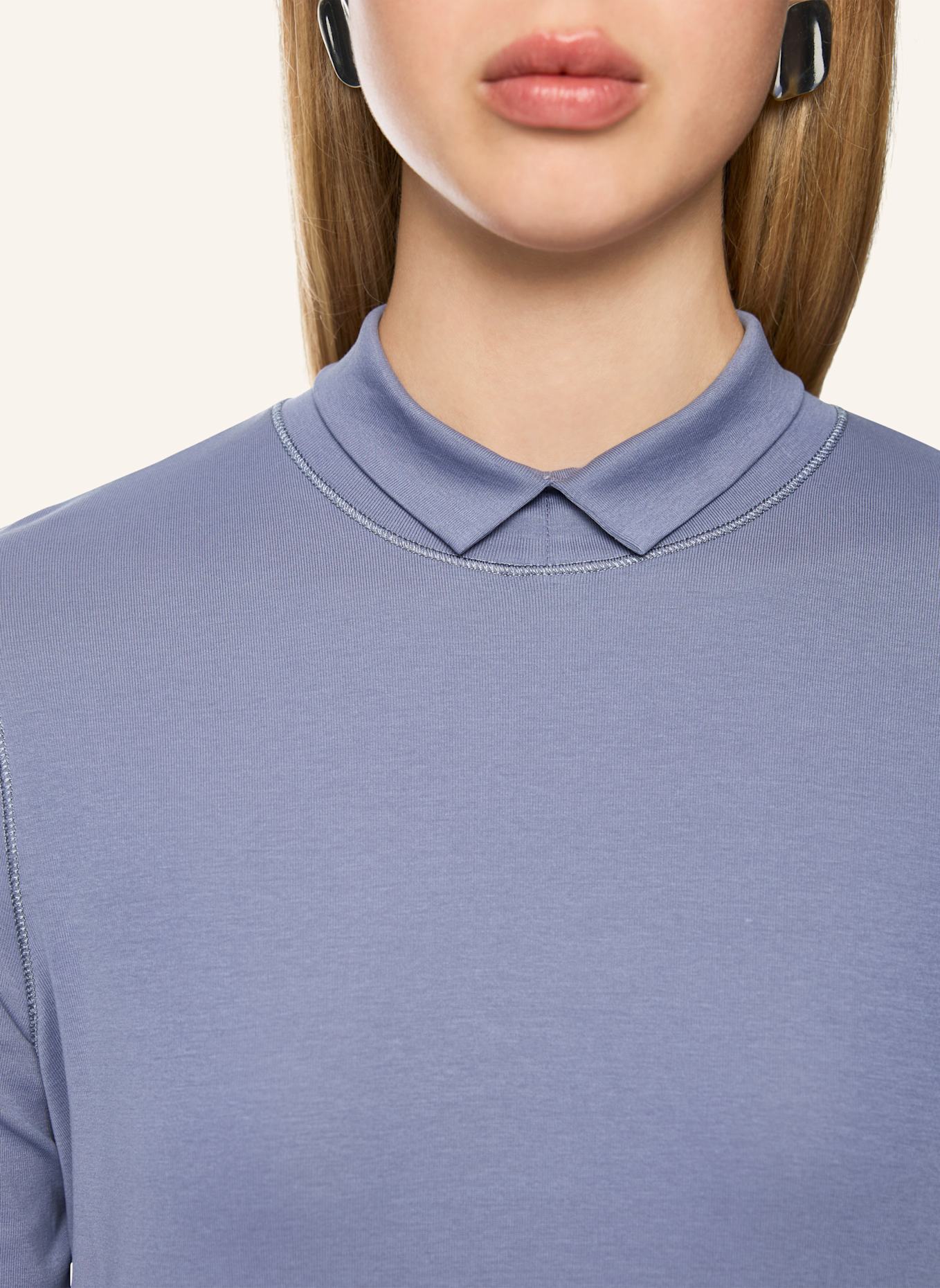 MARC CAIN Longsleeve mit Schmucksteinen: LILA