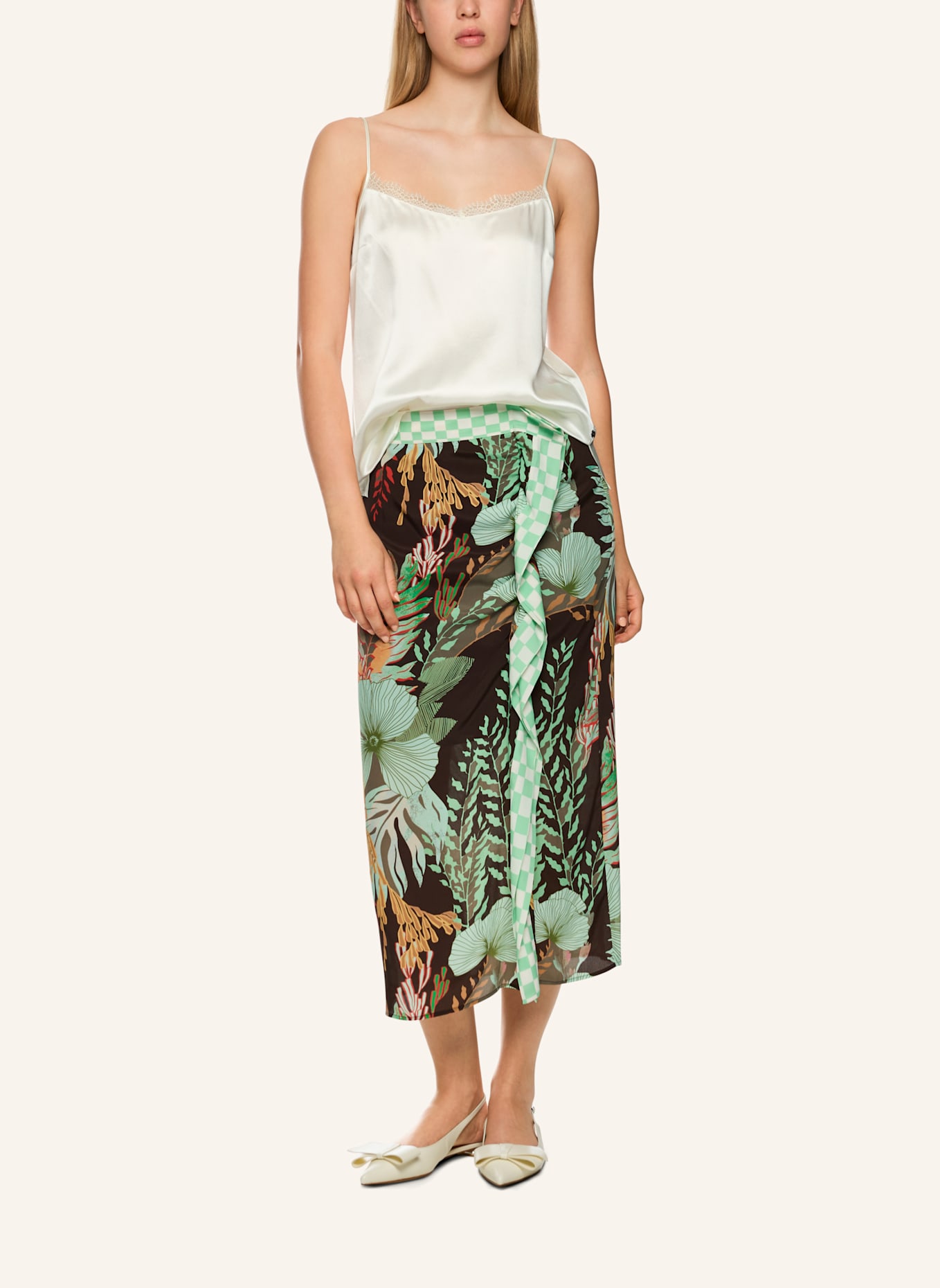 MARC CAIN Seidentop: WEISS/ CREME