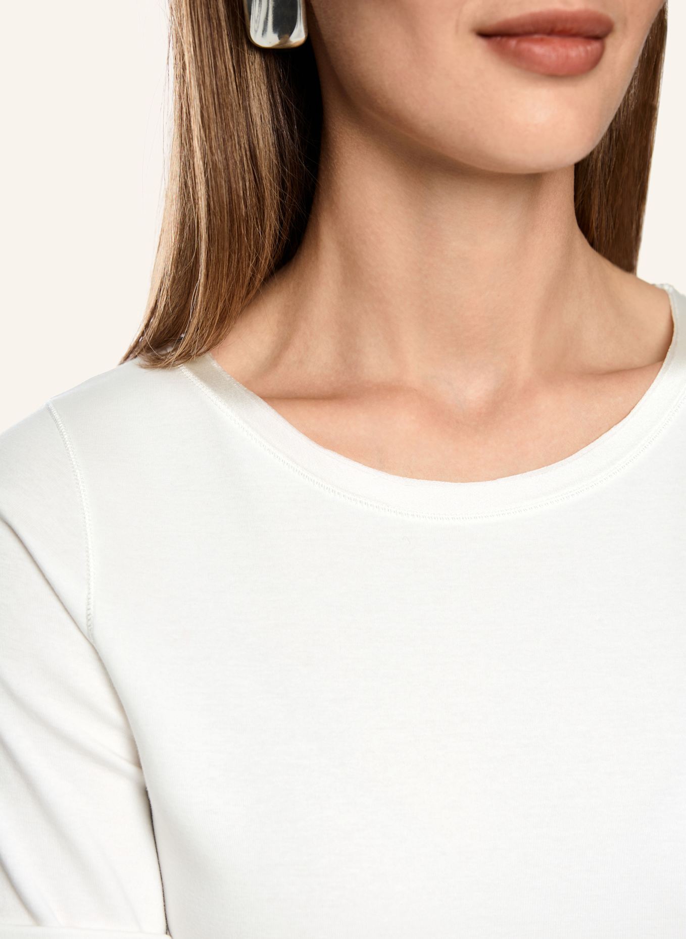 MARC CAIN Shirt mit 3/4-Arm: WEISS/ CREME