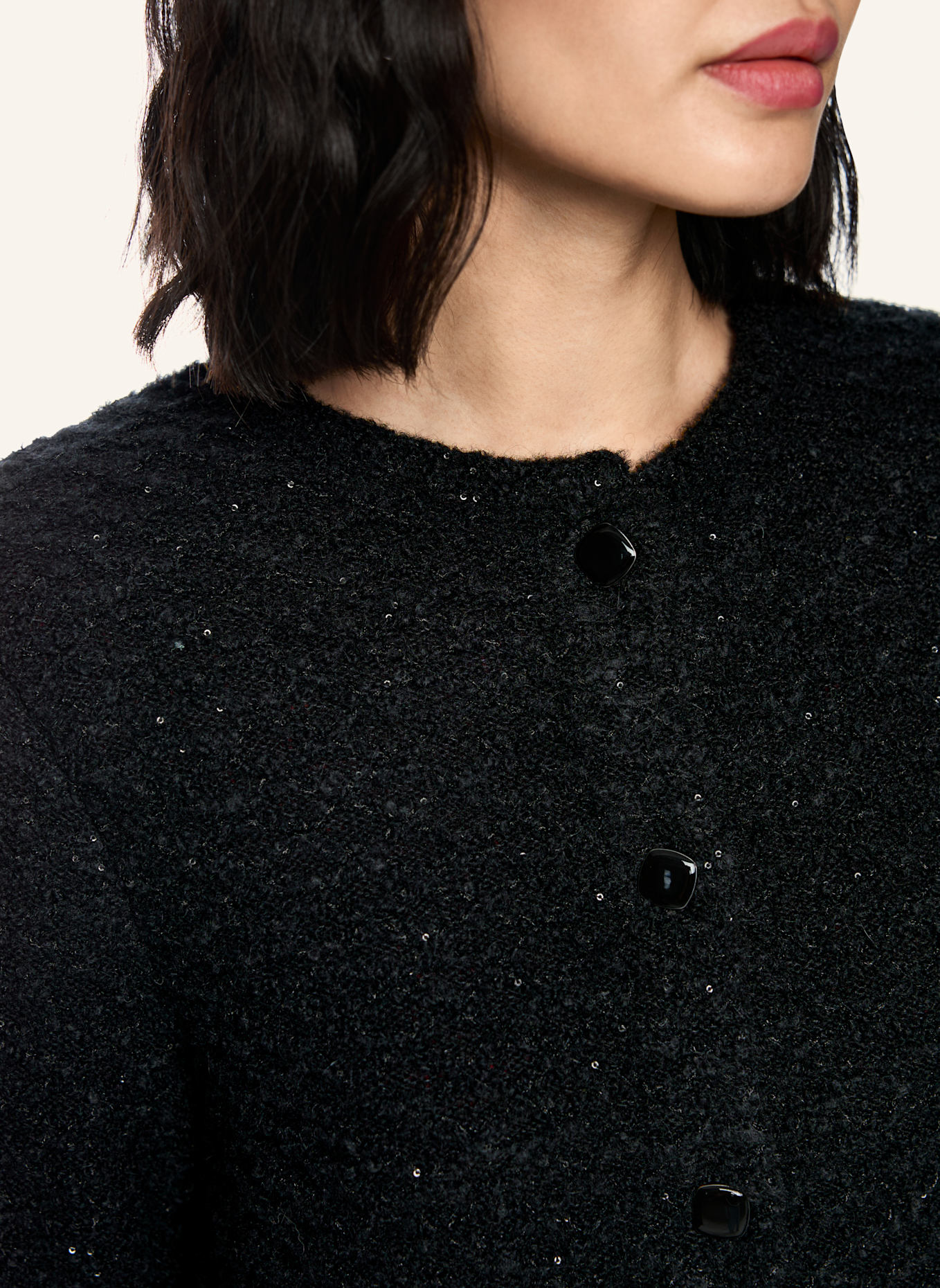 MARC CAIN Strickjacke mit Pailletten: SCHWARZ