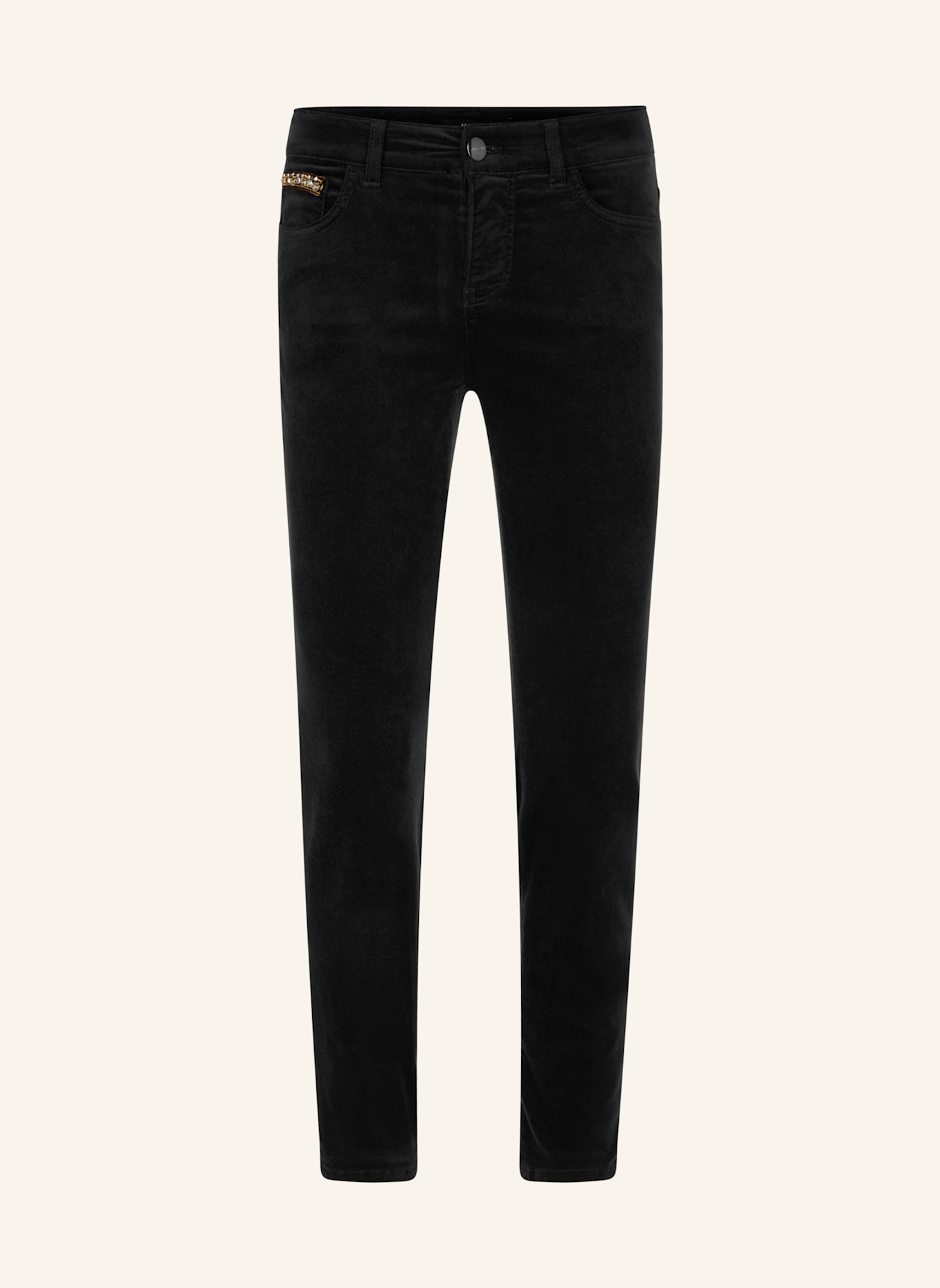 MARC CAIN Samthose SILVI mit Schmucksteinen: SCHWARZ