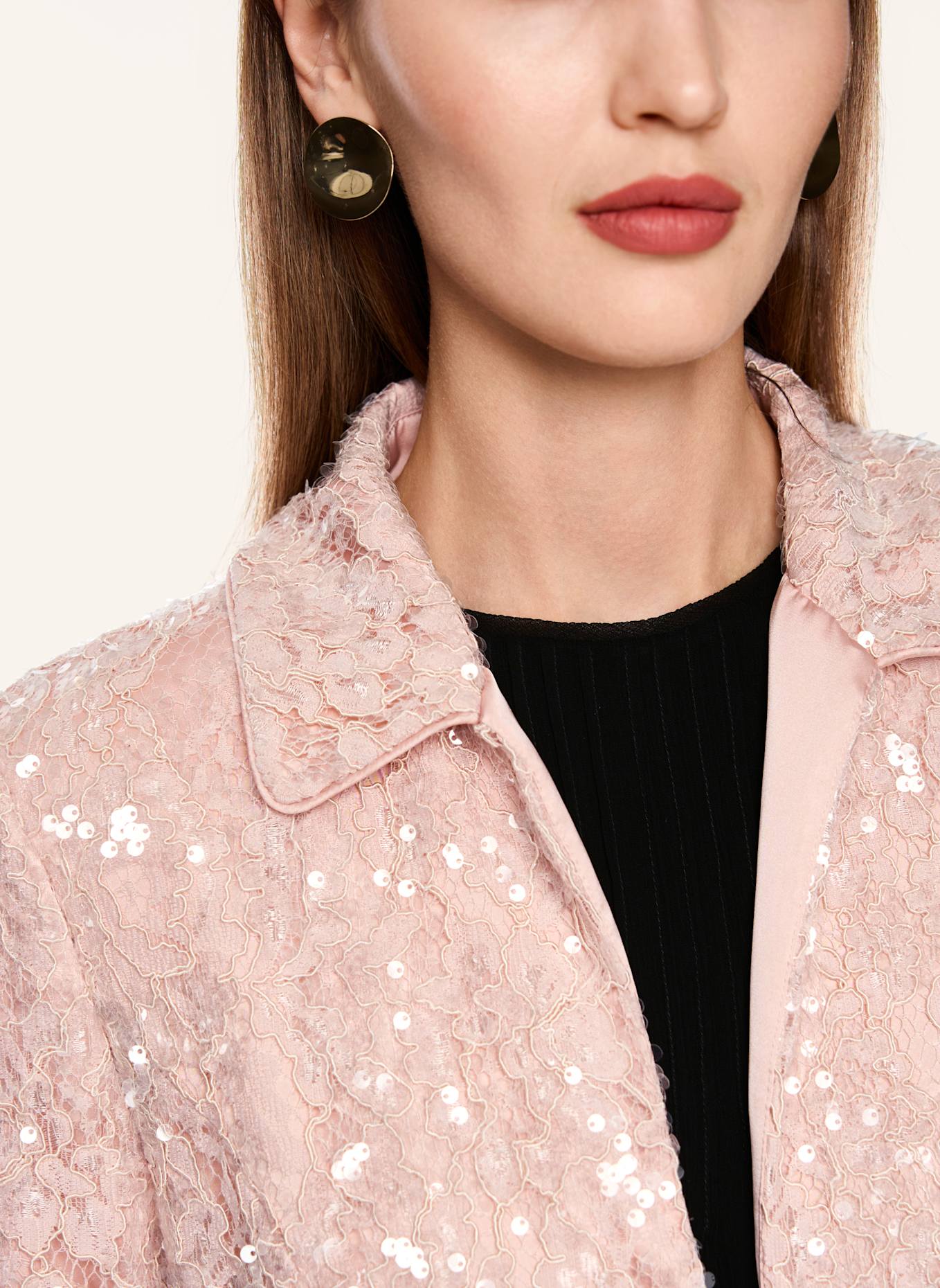 MARC CAIN Spitzenblazer mit Pailletten und 3/4-Arm: ROSA
