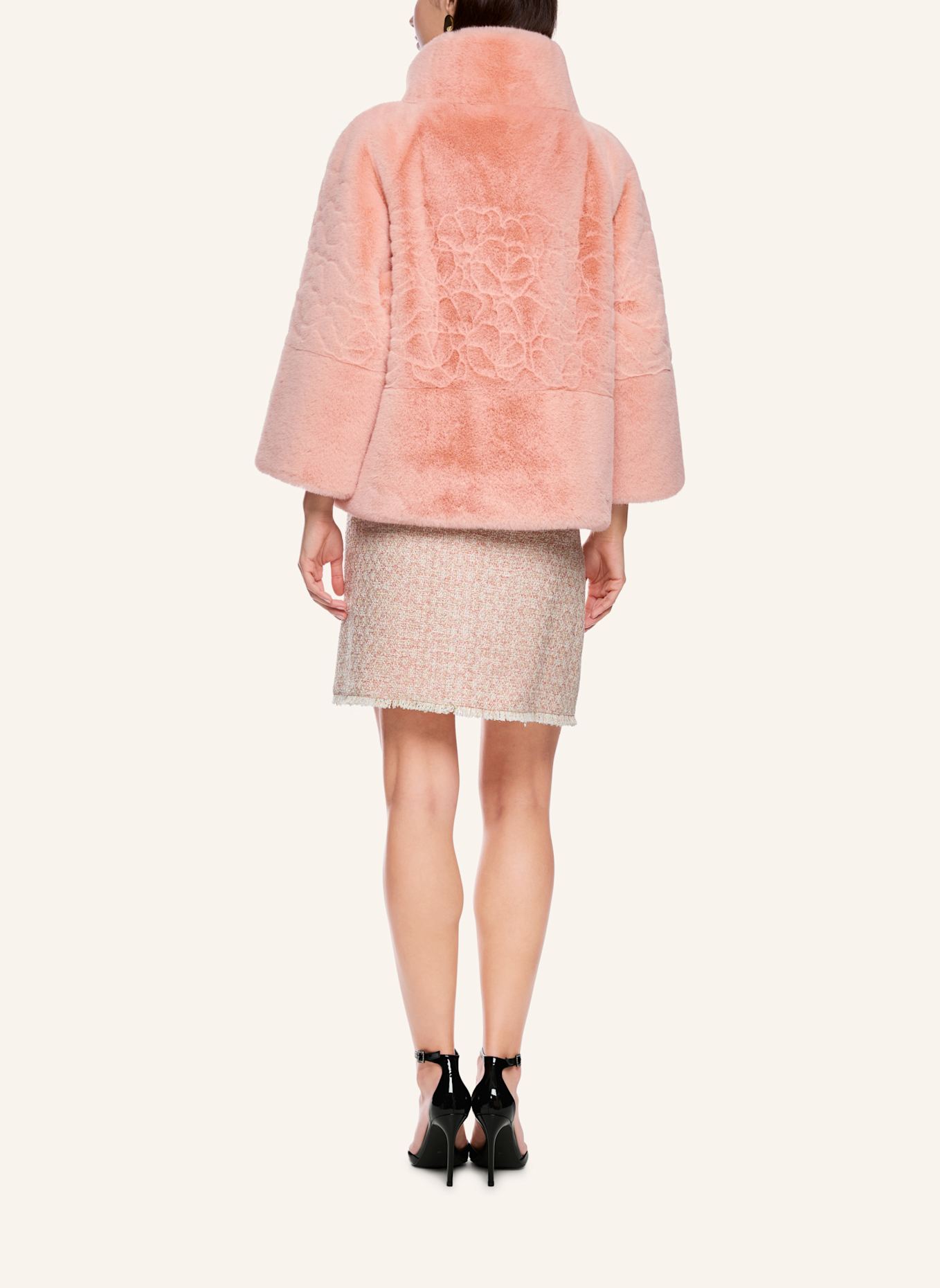 MARC CAIN Kunstpelz-Jacke mit 3/4-Arm: ROSA